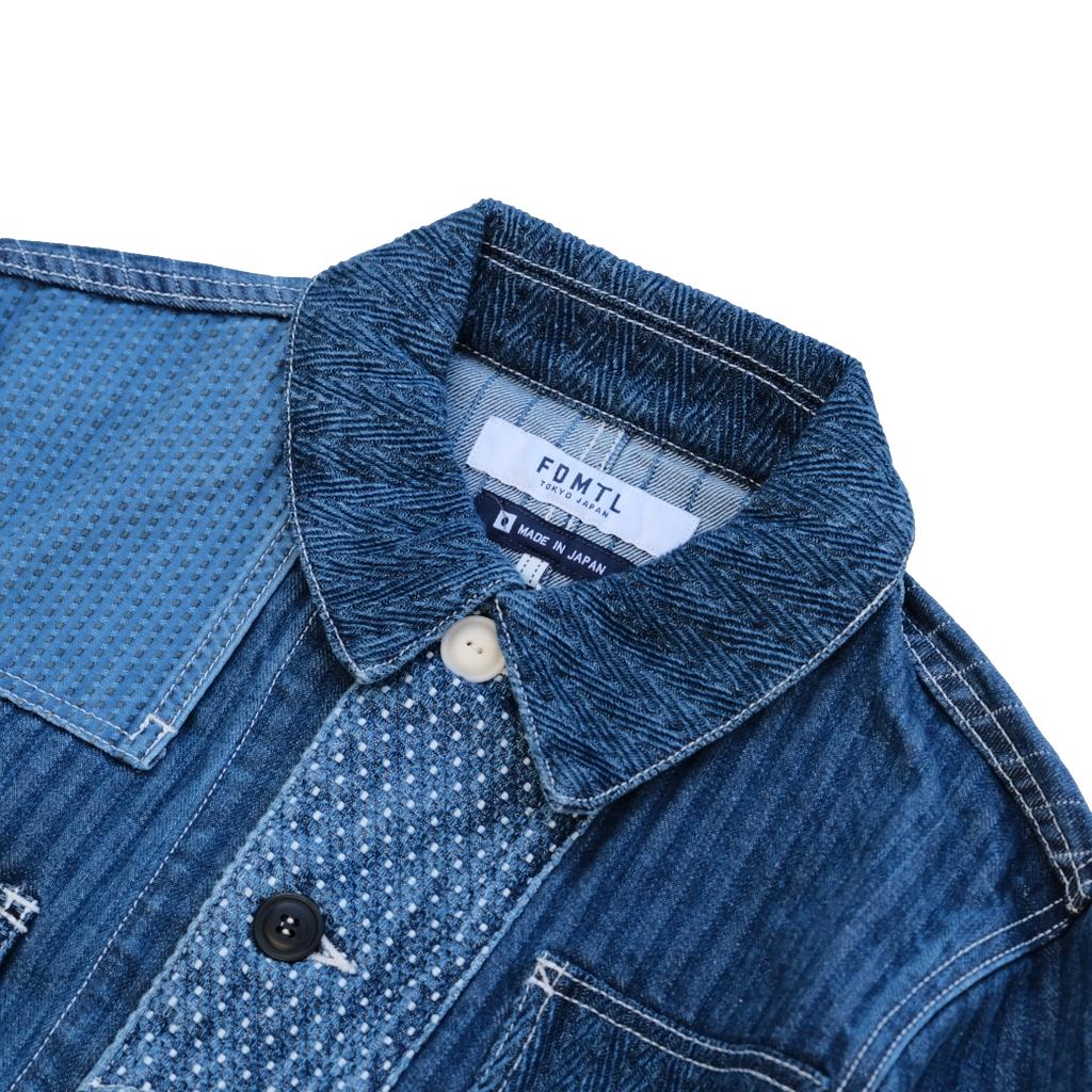FDMTL Distressed Indigo Patchwork Coverall - Okayama Denim