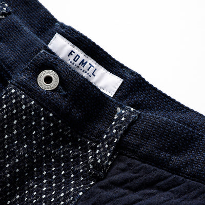 FDMTL Indigo Sashiko Patchwork Shorts