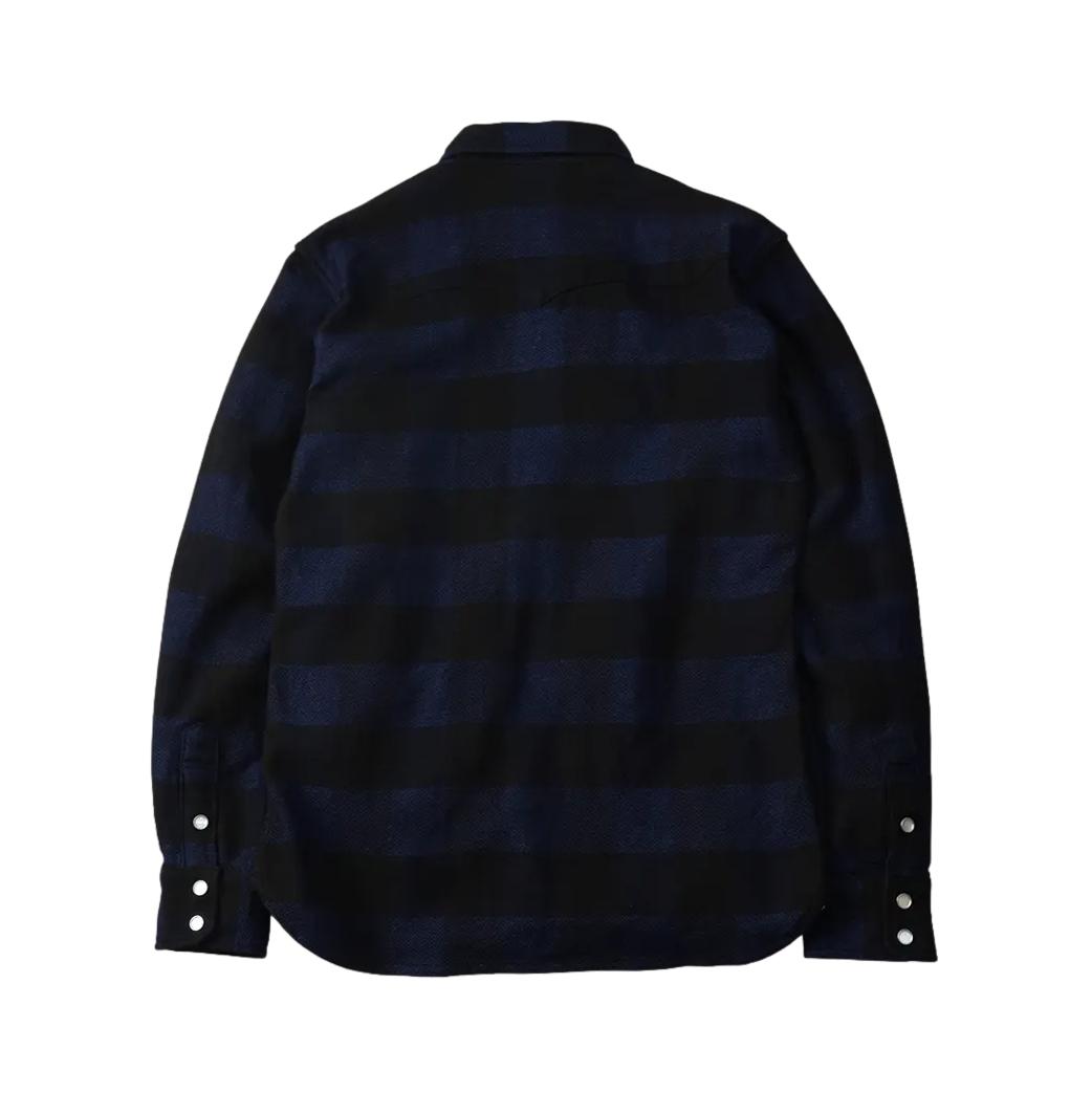The Flat Head Indigo Selvedge Block Check Flannel Western