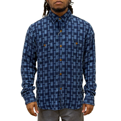 [Pre-Order] Studio D'Artisan "Noragi" Indigo Plaid Sashiko Work Shirt