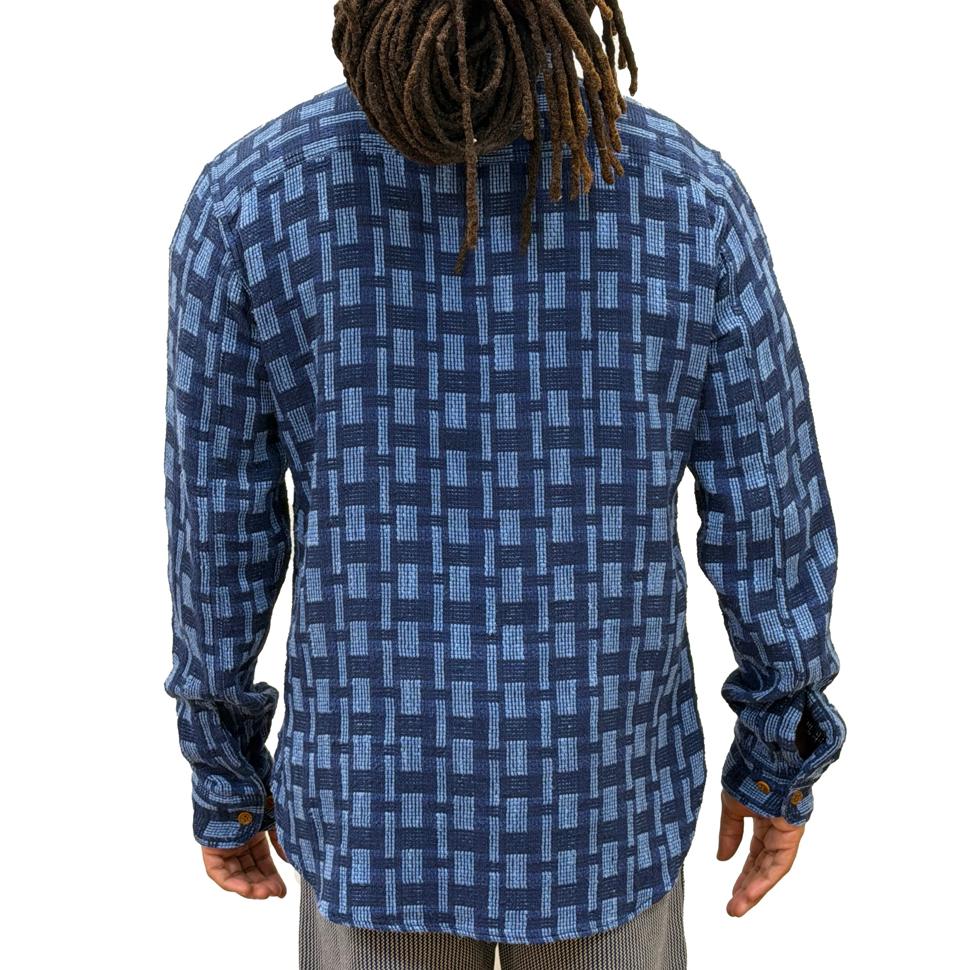 [Pre-Order] Studio D'Artisan "Noragi" Indigo Plaid Sashiko Work Shirt