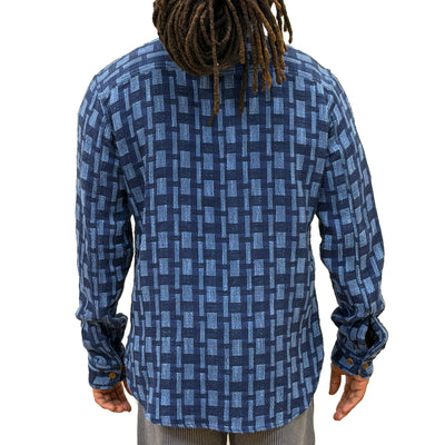 [Pre-Order] Studio D'Artisan "Noragi" Indigo Plaid Sashiko Work Shirt