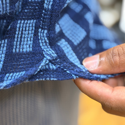 [Pre-Order] Studio D'Artisan "Noragi" Indigo Plaid Sashiko S/S Work Shirt