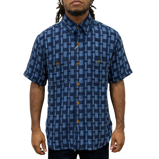 [Pre-Order] Studio D'Artisan "Noragi" Indigo Plaid Sashiko S/S Work Shirt