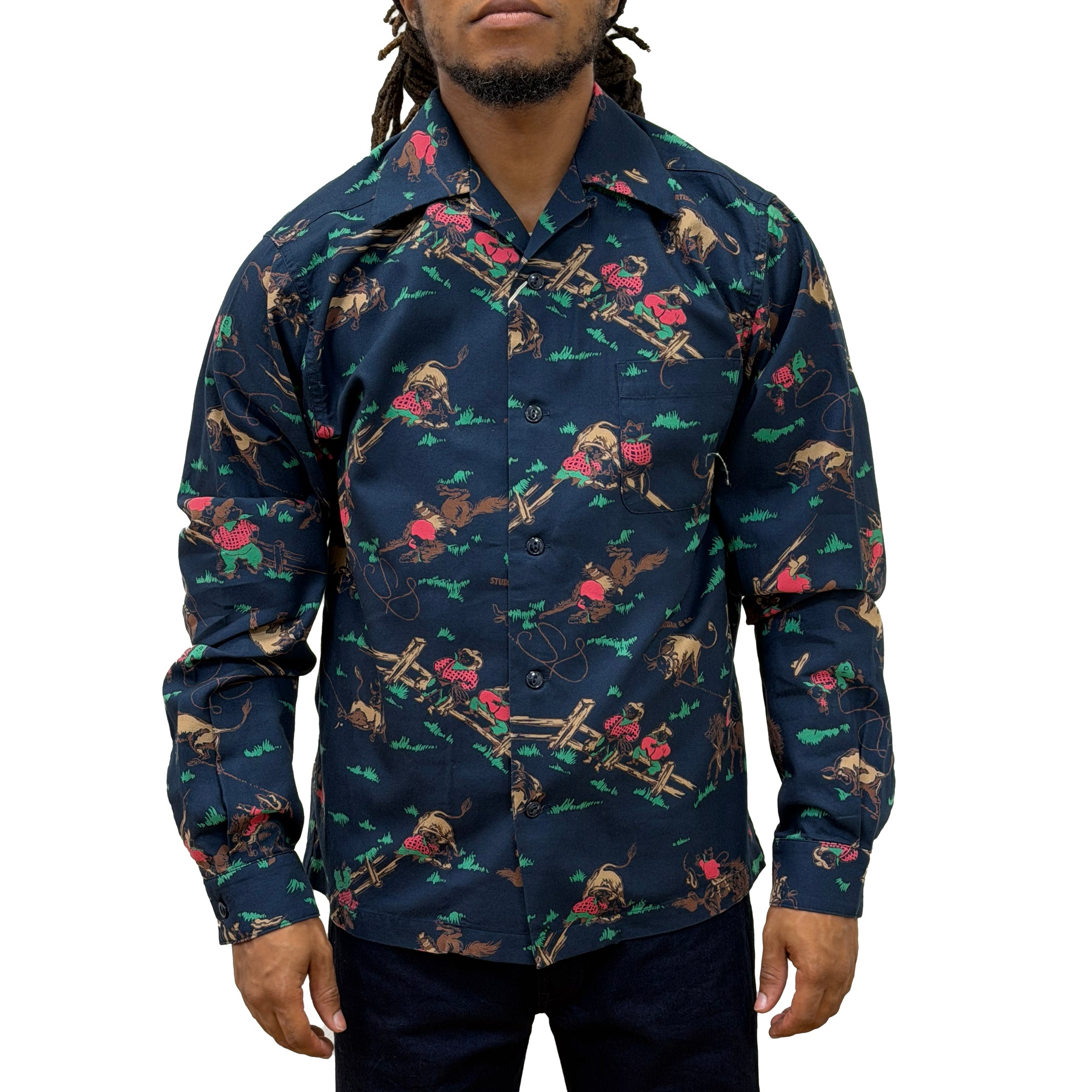 [Pre-Order] Studio D'Artisan "Western" Original L/S Aloha Shirt (Navy)