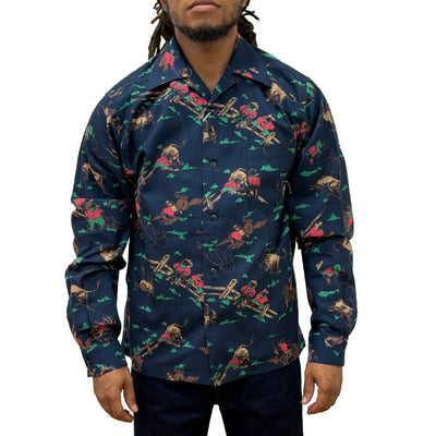 [Pre-Order] Studio D'Artisan "Western" Original L/S Aloha Shirt (Navy)