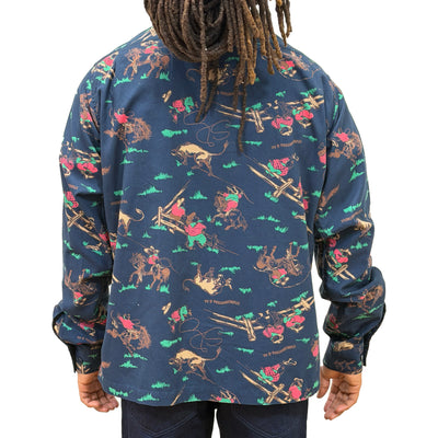 [Pre-Order] Studio D'Artisan "Western" Original L/S Aloha Shirt (Navy)