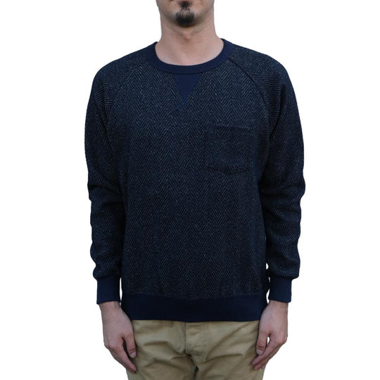 Japan Blue Herringbone Tweed Denim Sweatshirt