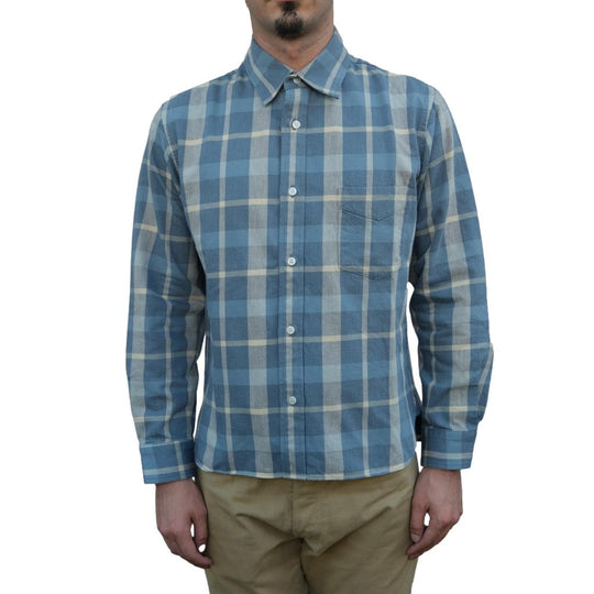 Japan Blue Sulphur Dyed Check Shirt (Blue)