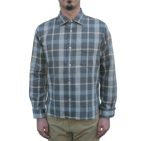 Japan Blue Sulphur Dyed Check Shirt (Gray)