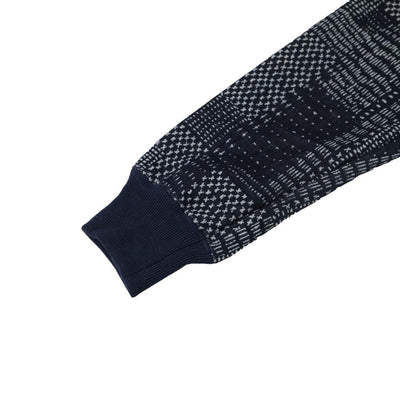 Japan Blue Patchwork Sashiko Jacquard Sweatshirt