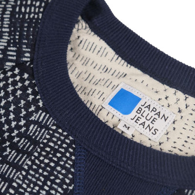 Japan Blue Patchwork Sashiko Jacquard Sweatshirt