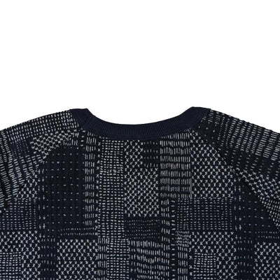Japan Blue Patchwork Sashiko Jacquard Sweatshirt