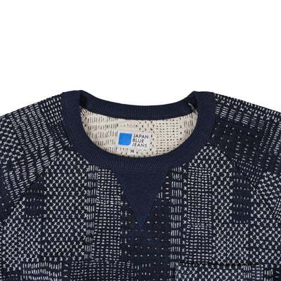 Japan Blue Patchwork Sashiko Jacquard Sweatshirt