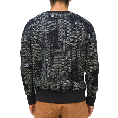Japan Blue Patchwork Sashiko Jacquard Sweatshirt