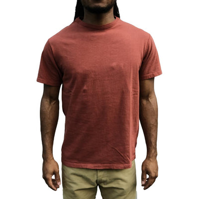 Loop & Weft Shoulder Taped S/S Crewneck Tee (Burgundy) - Okayama Denim