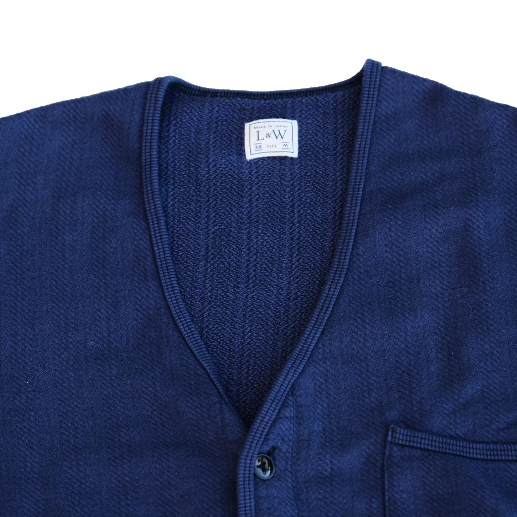 Loop & Weft "Big Herringbone" Pile Knit 1950's Cardigan (Navy)
