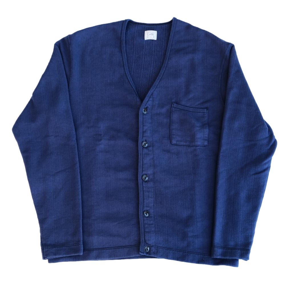 Loop & Weft "Big Herringbone" Pile Knit 1950's Cardigan (Navy)