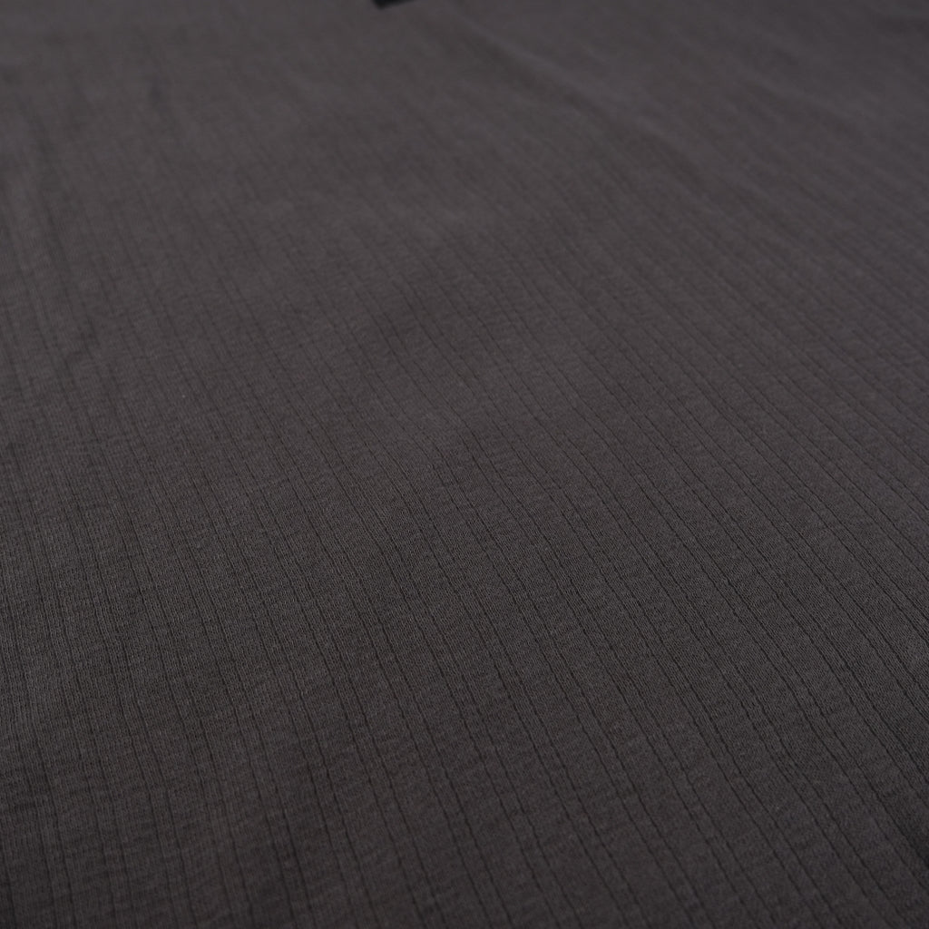 Loop & Weft Smooth Drop Needle Rib Knit L/S Henley (Black)