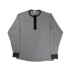 Loop & Weft Smooth Drop Needle Rib Knit L/S Henley (2-Tone Gray)