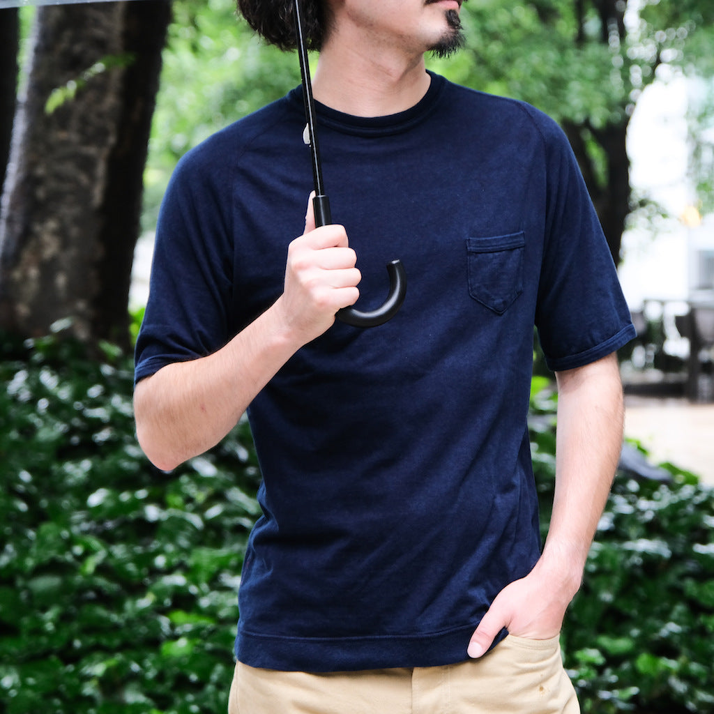 OD+LW Indigo Dyed Recycled Supima Cotton Freedom Sleeve Pocket Tee