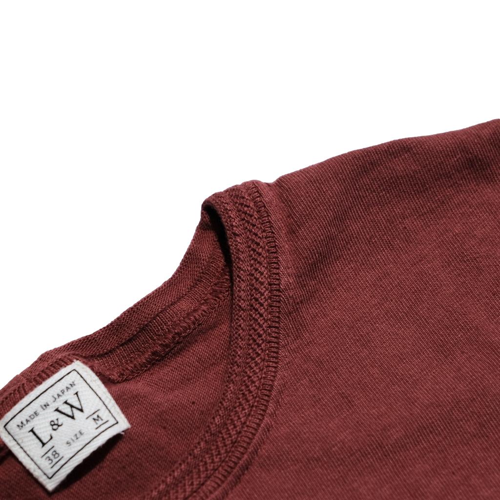 Loop & Weft Shoulder Taped S/S Crewneck Tee (Burgundy) - Okayama Denim