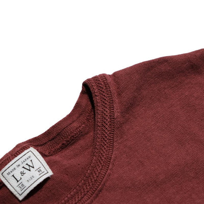 Loop & Weft Shoulder Taped S/S Crewneck Tee (Burgundy) - Okayama Denim