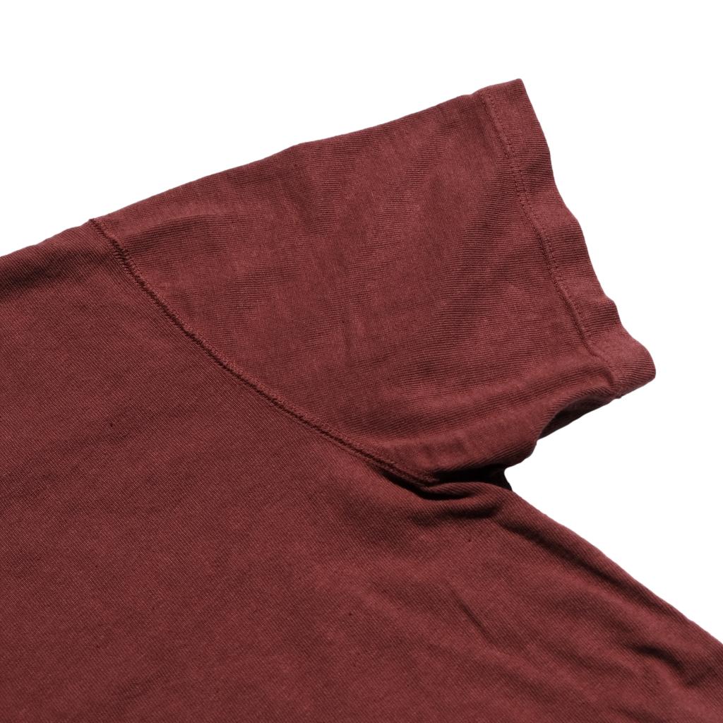 Loop & Weft Shoulder Taped S/S Crewneck Tee (Burgundy) - Okayama Denim