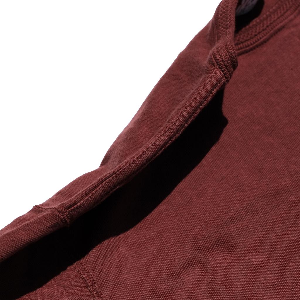 Loop & Weft Shoulder Taped S/S Crewneck Tee (Burgundy) - Okayama Denim