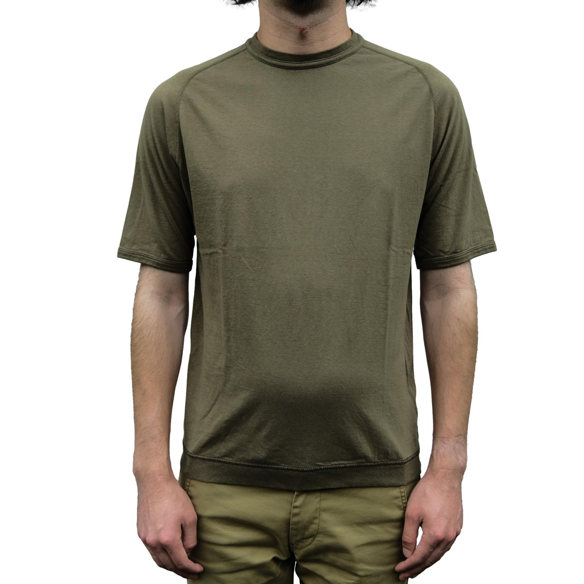 Loop & Weft Recycled Supima Cotton Freedom Sleeve Crewneck Tee (Olive)