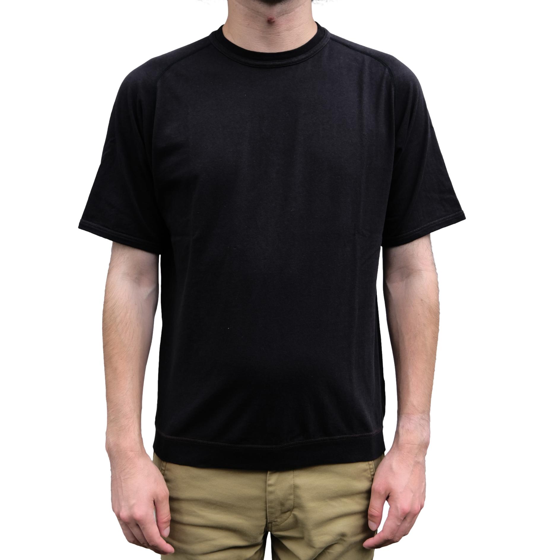 Loop & Weft Recycled Supima Cotton Freedom Sleeve Crewneck Tee (Black)