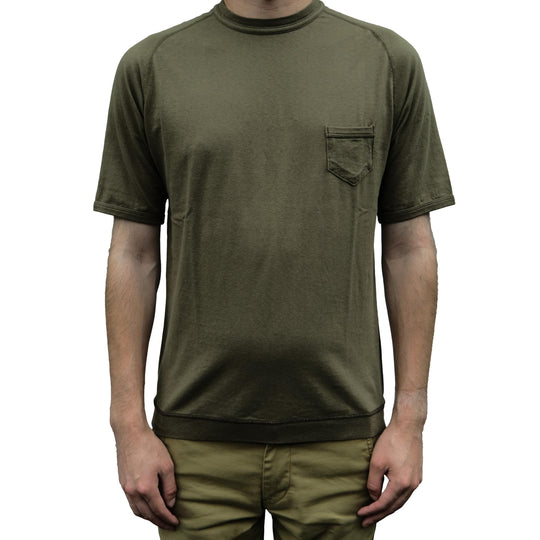 Loop & Weft Recycled Supima Cotton Freedom Sleeve Pocket Tee (Olive)