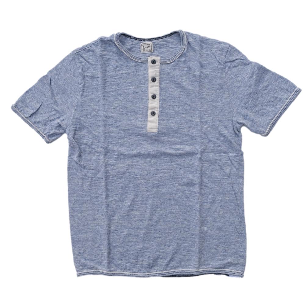Loop & Weft Super Slub Henley (Heather Blue)