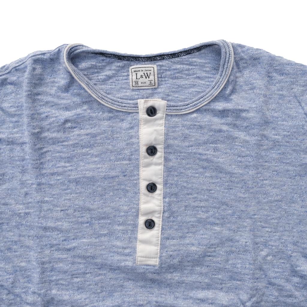 Loop & Weft Super Slub Henley (Heather Blue)