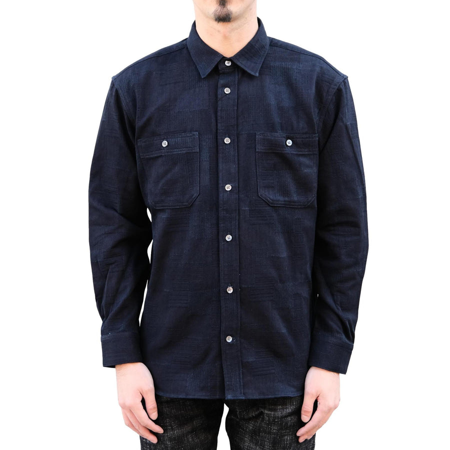Momotaro Indigo Jacquard Sashiko Shirt