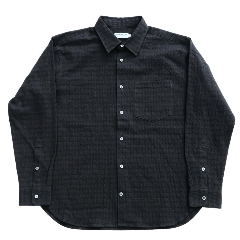Momotaro Black Jacquard Sashiko Shirt