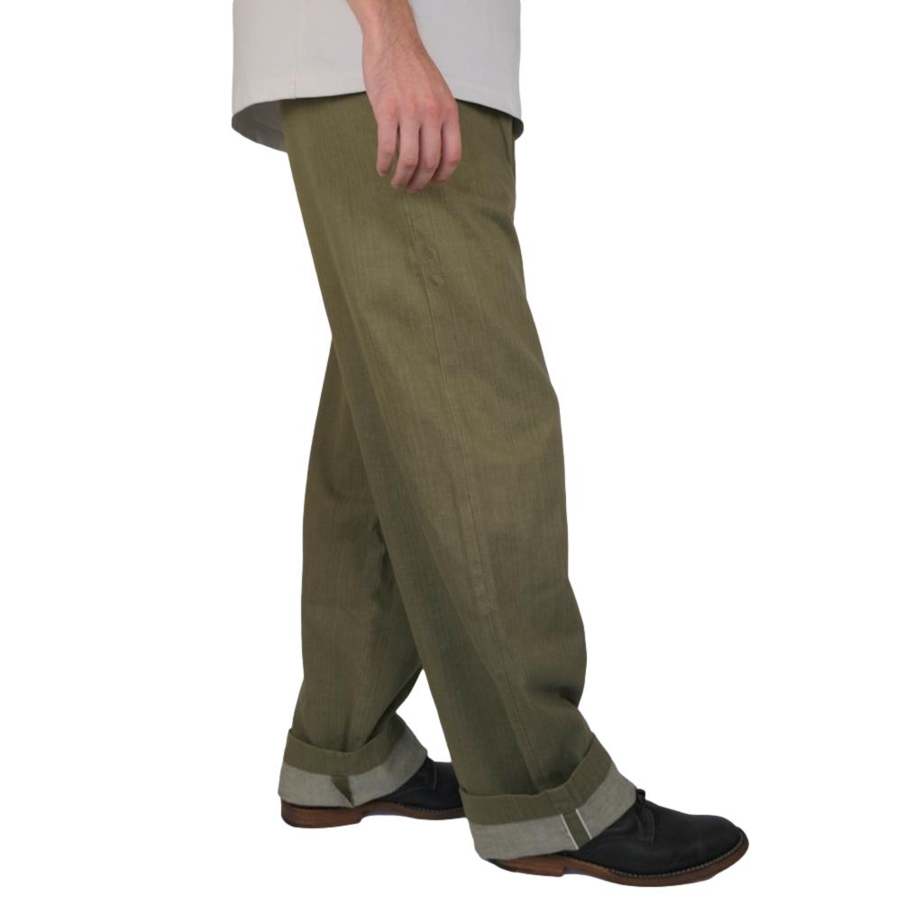 Momotaro 10.5oz. Olive Selvedge Military Pants - Okayama Denim