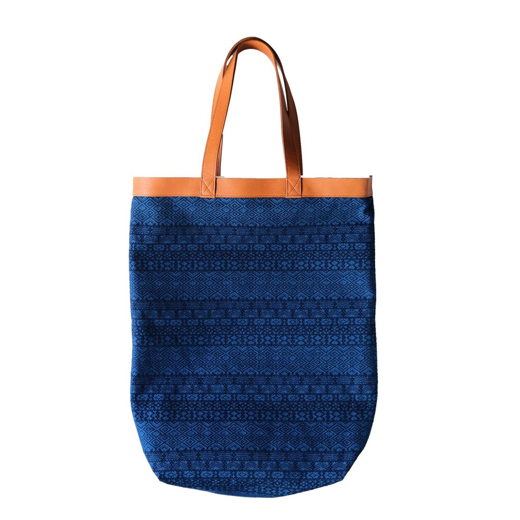 Okayama Denim Natural Indigo Sashiko Lined Reversible Canvas Tote Bag (Ver. A)