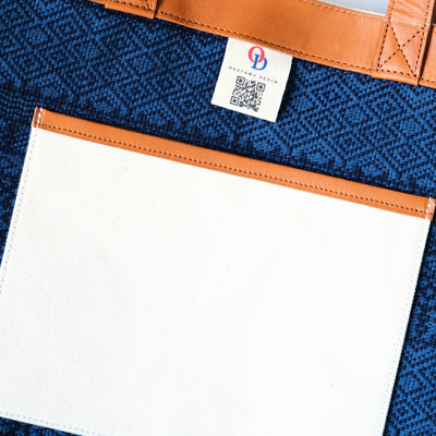 Okayama Denim Natural Indigo Sashiko Lined Reversible Canvas Tote Bag (Ver. A)