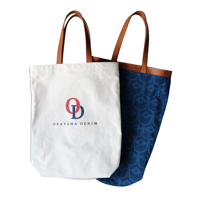 Okayama Denim Natural Indigo Sashiko Lined Reversible Canvas Tote Bag (Ver. C)