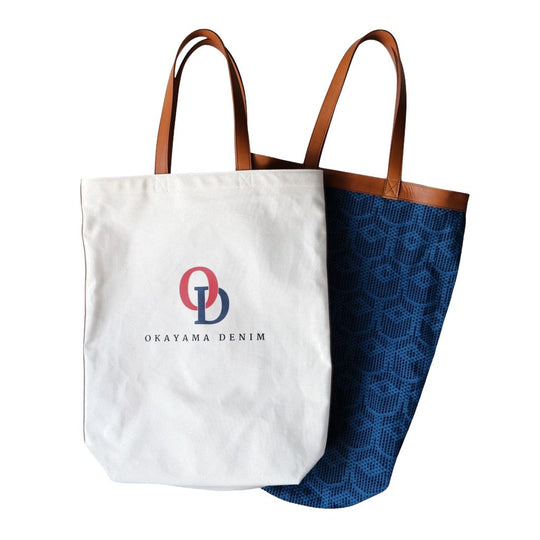 Okayama Denim Natural Indigo Sashiko Lined Reversible Canvas Tote Bag (Ver. C)