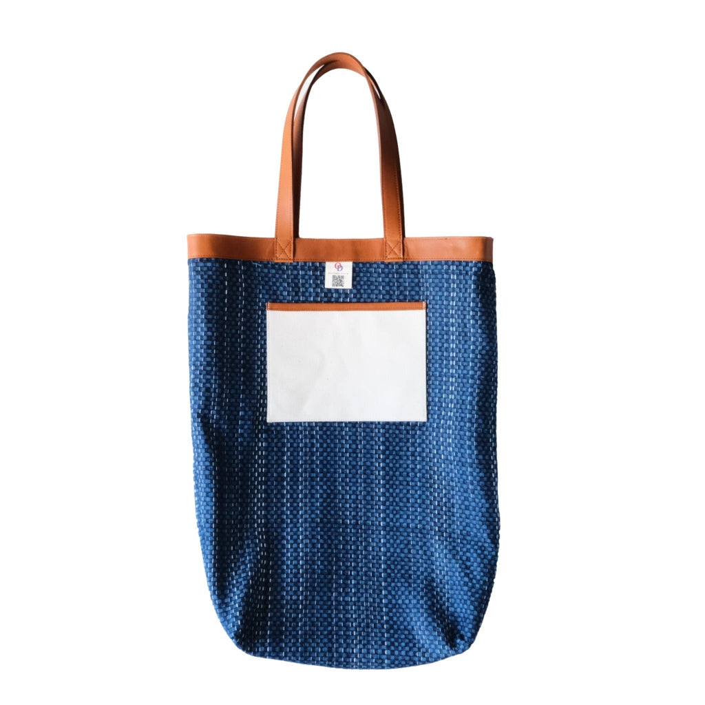 Okayama Denim Natural Indigo Sashiko Lined Reversible Canvas Tote Bag (Ver. D)