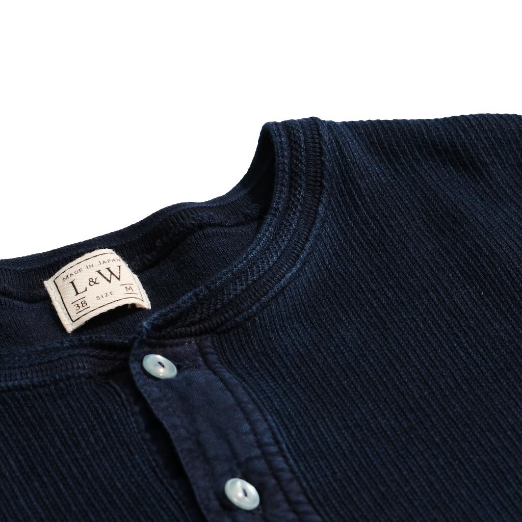 OD+LW Indigo Dyed Classic Royal Rib Knit Thermal Henley