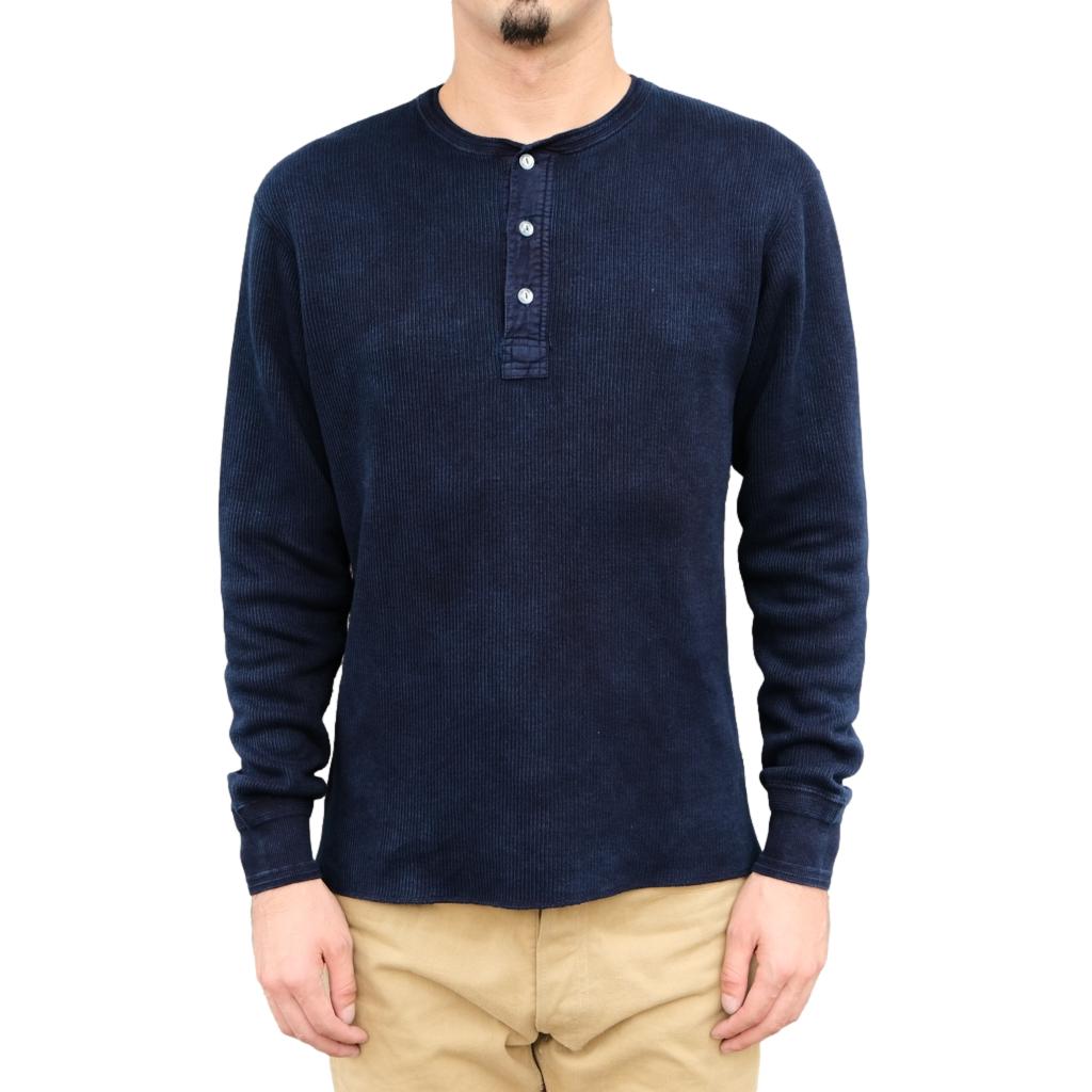 OD+LW Indigo Dyed Classic Royal Rib Knit Thermal Henley