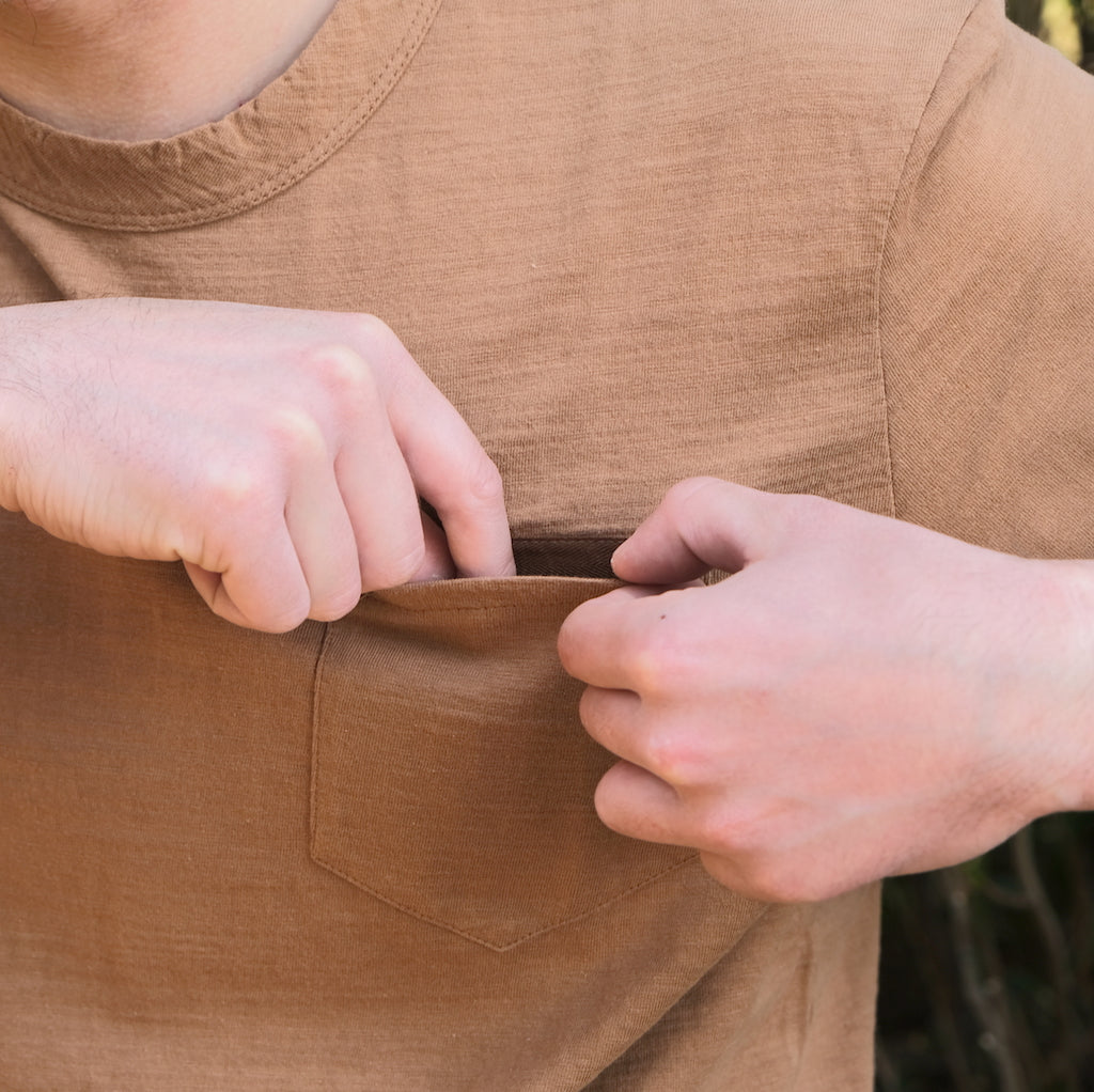 OD+PBJ Natural Kakishibu Dyed S/S Slub Pocket Tee
