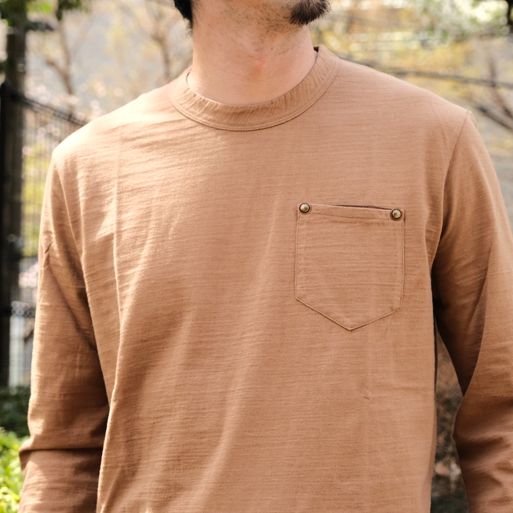 OD+PBJ Natural Kakishibu Dyed L/S Slub Pocket Tee