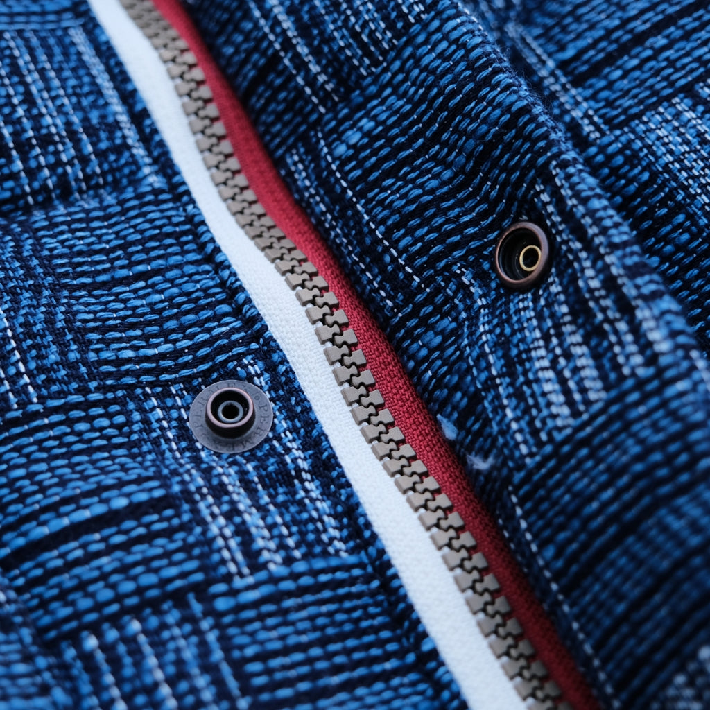 OD+ZT Natural Indigo Kasuri Sashiko Down Vest