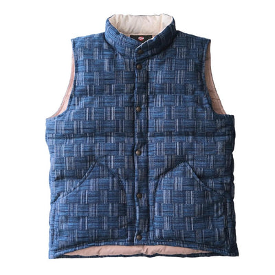OD+ZT Natural Indigo Kasuri Sashiko Down Vest