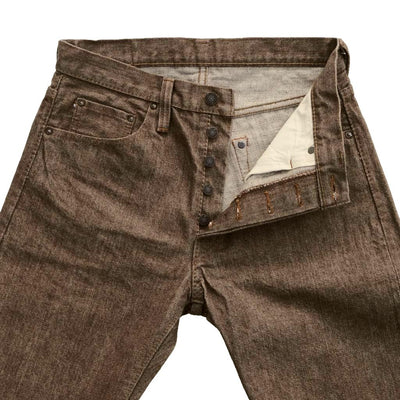 Pure Blue Japan BR-14oz-019 Brown Warp Selvedge Jeans (Relaxed Tapered)