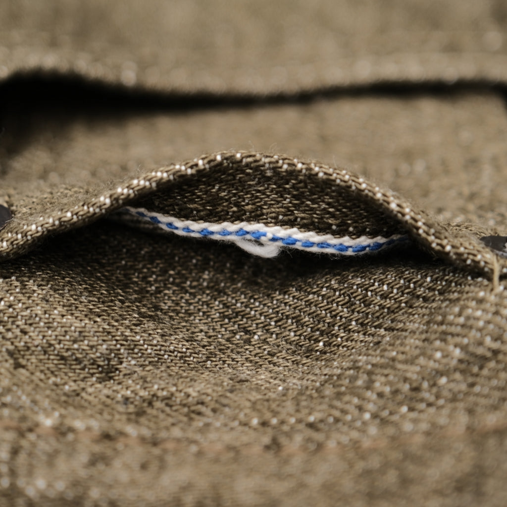 Pure Blue Japan OL-14oz-019 Olive Warp Selvedge Jeans (Relaxed Tapered)